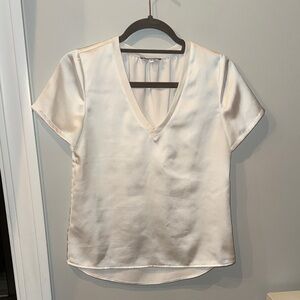 Society Ivory Satin V-Neck Blouse